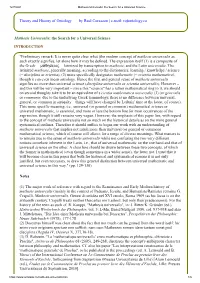 Theory and History of Ontology by Raul Corazzon | E-Mail: Rc@Ontology.Co Mathesis Universalis: the Search for a Universal Scienc