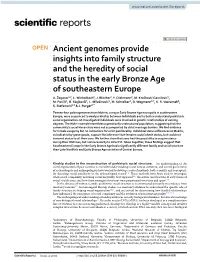 Ancient Genomes Provide Insights Into Family Structure and the Heredity of Social Status in the Early Bronze Age of Southeastern Europe A