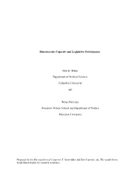 Bureaucratic Capacity and Legislative Performance John D. Huber Department of Political Science Columbia University and Nolan Mc