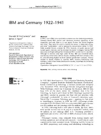 IBM and Germany 1922–1941