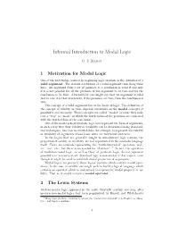 Informal Introduction to Modal Logic