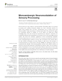 Monoaminergic Neuromodulation of Sensory Processing