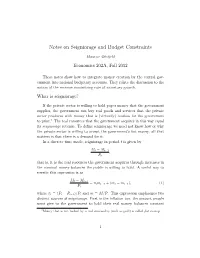 Notes on Seigniorage and Budget Constraints