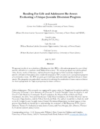 Reading for Life and Adolescent Re-Arrest: Evaluating a Unique Juvenile Diversion Program