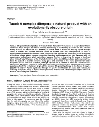 Taxol: a Complex Diterpenoid Natural Product with an Evolutionarily Obscure Origin