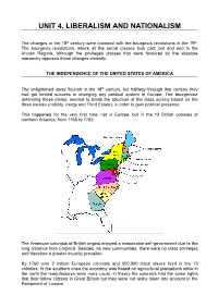 Unit 4. Liberalism and Nationalism