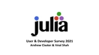 User & Developer Survey 2021