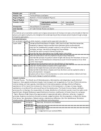 Module Code SP-1203 Module Title Thermal Physics and Optics Degree