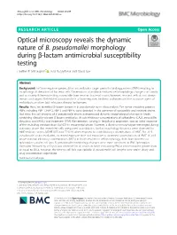 Optical Microscopy Reveals the Dynamic Nature of B. Pseudomallei Morphology During Β-Lactam Antimicrobial Susceptibility Testing Heather P