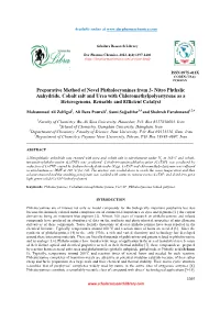Preparative Method of Novel Phthalocyanines from 3- Nitro