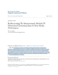 Rediscovering the Interpersonal: Models of Networked