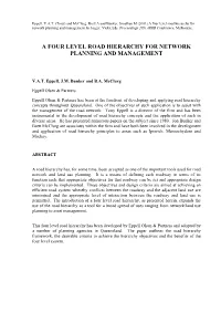 A Four Level Road Hierarchy for Network Planning and Management