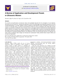 A Review of Application and Development Trends in Ultrasonic Motors