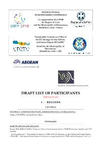 DRAFT LIST of PARTICIPANTS Updated 10 June 2015