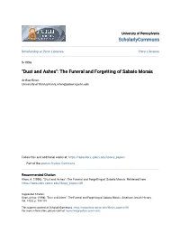 "Dust and Ashes": the Funeral and Forgetting of Sabato Morais