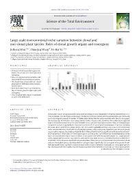 Large-Scale Environmental Niche Variation Between Clonal and Non-Clonal Plant Species: Roles of Clonal Growth Organs and Ecoregions