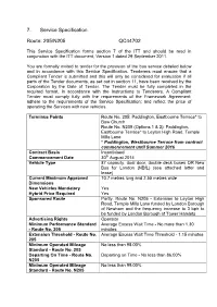 7. Service Specification Route: 205/N205 QC44702