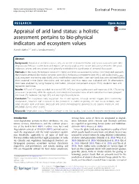 A Holistic Assessment Pertains to Bio-Physical Indicators and Ecosystem Values Manish Mathur1,2* and S