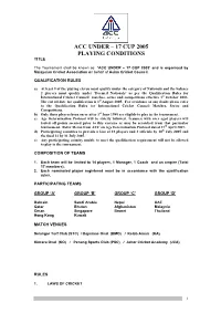 Acc Under – 17 Cup 2005 Playing Conditions Title