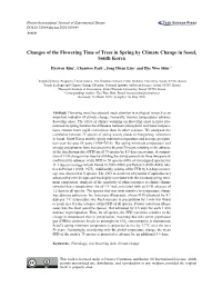 Changes of the Flowering Time of Trees in Spring by Climate Change in Seoul, South Korea