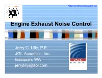 Engine Exhaust Noise Control
