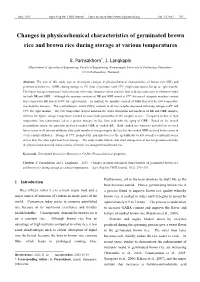 Changes in Physicochemical Characteristics of Germinated Brown Rice and Brown Rice During Storage at Various Temperatures