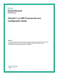 Clearos 7 on HPE Proliant Servers Configuration Guide