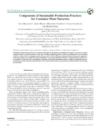 Components of Sustainable Production Practices for Container Plant Nurseries