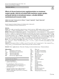 Effects of Chronic Beetroot Juice Supplementation on Maximum Oxygen Uptake, Velocity Associated with Maximum Oxygen Uptake