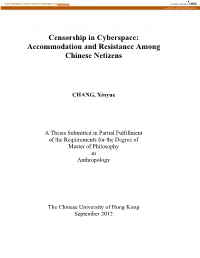 Censorship in Cyberspace: Accommodation and Resistance Among Chinese Netizens