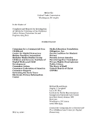 Complaint and Request for Investigation of Tiktok for Violations of the Children’S Online Privacy Protection Act and Implementing Rule