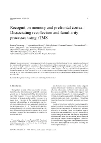 Dissociating Recollection and Familiarity Processes Using Rtms