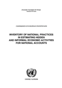 Inventory of National Practices in Estimating Hidden and Informal Economic Activities for National Accounts