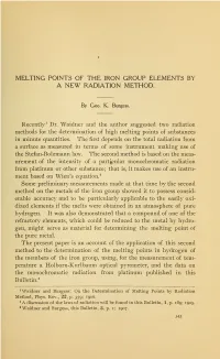 Melting Points of the Iron Group Elements by a New Radiation Method