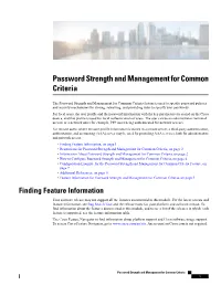 Password Strength and Management for Common Criteria