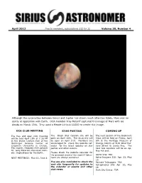 Sirius Astronomer Newsletter