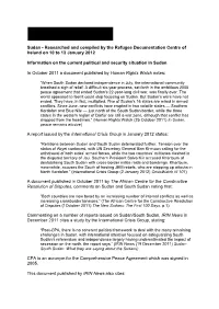 Sudan - Researched and Compiled by the Refugee Documentation Centre of Ireland on 10 to 13 January 2012