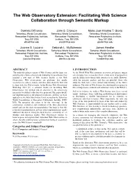 The Web Observatory Extension: Facilitating Web Science Collaboration Through Semantic Markup