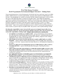 West Wide Energy Corridors Draft Programmatic Environmental Impact Statement – Talking Points