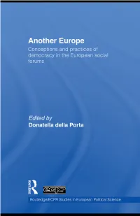 Another Europe: Conceptions and Practices of Democracy in the European Social Forums/Edited by Donatella Della Porta