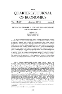 Estimating Welfare in Insurance Markets Using Variation in Prices∗