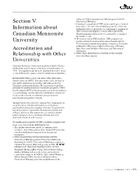 Section V: Information About Canadian Mennonite University