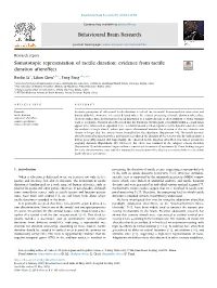 Somatotopic Representation of Tactile Duration Evidence from Tactile