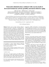 Stanozolol Administration Combined with Exercise Leads to Decreased Telomerase Activity Possibly Associated with Liver Aging