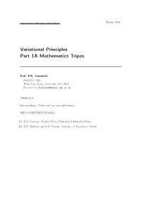 Variational Principles Part 1A Mathematics Tripos