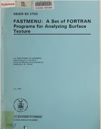 A Set of Fortran Programs for Analyzing Surface Texture