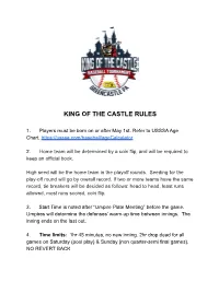 King of the Castle Rules 2021