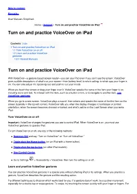 Turn on and Practice Voiceover on Ipad