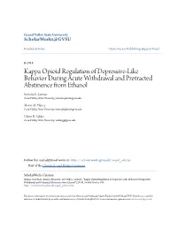 Kappa Opioid Regulation of Depressive-Like Behavior During Acute Withdrawal and Protracted Abstinence from Ethanol Sorscha K