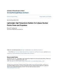 Lightweight, High-Temperature Radiator for In-Space Nuclear- Electric Power and Propulsion